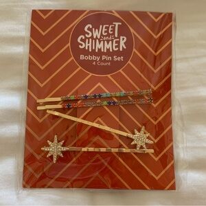 Sweet and Shimmer Gold Bobby Pin Set stars rainbows fashion rhinestones NEW